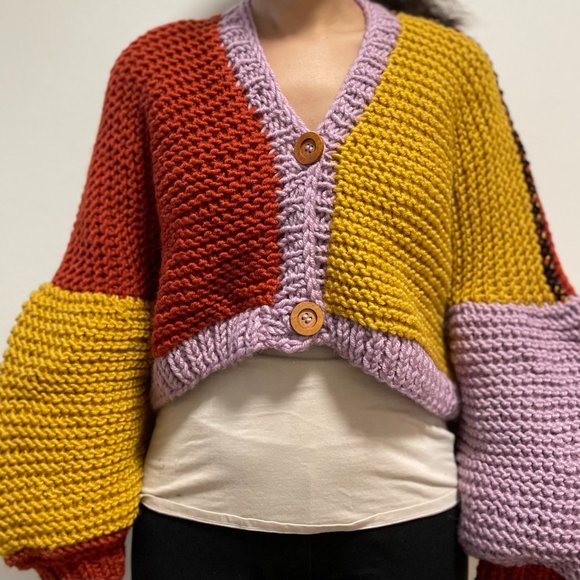 Cardigan Hand-Knitted Crop Top Gift for her Birthday Gift for Girlfriend - Picture 5 of 7